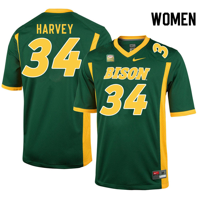 Women #34 Jonathan Harvey North Dakota State Bison College Football Jerseys Stitched-Green